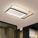 Modern LED Flush Light with Acrylic Shade Black Square/Rectangle Flush Mount Fixture in Warm/White Light, 16.5