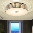 Minimalist Drum Shade Ceiling Light Clear Cut Crystal LED Flush Mount Lighting Fixture, 16