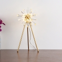 Crystal Urchin Tripod Table Lamp Postmodern 6 Bulbs Living Room Nightstand Light in Gold