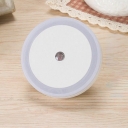 Round Mini Plug-in Night Light Minimalist Plastic White LED Wall Lamp for Kids Room