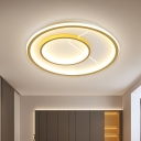 Iron Ringed Flush Ceiling Light Minimalism LED Flushmount Lighting in Gold, Warm/White Light