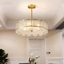 4-Bulb Semi Flush Mount Light Postmodern Dining Room Semi Mount Lighting with Drum Clear Crystal Shade