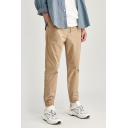 Retro Mens Lounge Pants Plain Cuffed Drawstring Tapered Fit 7/8 Length Lounge Pants