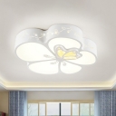Metallic Flower Ceiling Fixture Simplicity LED Flush Mount Light in White for Living Room
