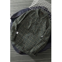 Mens Shirt Simple Houndstooth Pattern Spread Collar Button-down Relaxed Fit Long Sleeve Shirt with Chest Pockets