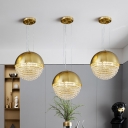 Crystal Globe Down Lighting Pendant Post-Modern Dining Room LED Hanging Light Kit in Gold