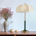 Novelty Rural Umbrella Night Light 1 Bulb Fabric Table Lighting in Green/White-Gold for Living Room