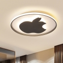 Apple Close to Ceiling Lamp Minimalism Acrylic LED Black Flush Mount Light Fixture