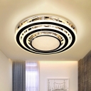 Modernity Layered Circle Flush Mount K9 Crystal LED Bedroom Close to Ceiling Light in Black