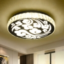 Beveled Crystal Circular Flush Light Contemporary LED Ceiling Lighting in Gold with Cloud Pattern
