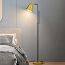 Cone Task Floor Lamp Modernist Metal Single Head Brass Floor Standing Light for Bedroom