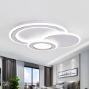 Round/Heart/Hexagon Great Room Flushmount Metallic LED Minimalist Ceiling Mount Light Fixture in Black-White
