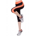 Womens Trendy Leggings Color Block High Rise Capri Pocket Skinny Sporty Regular Leggings
