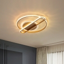 Metal Round Ceiling Mounted Fixture Contemporary 18.5