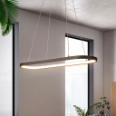 Metal Oblong Island Light Contemporary Black/White LED Pendant Lighting Fixture in Warm/White Light