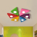 Windmill Flush Light Fixture Kids Metallic Multi-Color LED Ceiling Flush Mount for Children Bedroom