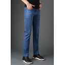 Men's Basic Fashion Simple Plain Regular Fit Casual Washed Straight Jeans