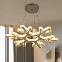 Snowflake Pendant Lighting Contemporary Faceted Crystal LED Restaurant Chandelier Light in Nickel