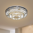 Modern Petal Flush Mount Clear Crystal Living Room LED Ceiling Lighting in Chrome, Warm/White Light