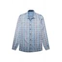 Mens Shirt Simple Abstract Plaid Pattern Button up Turn-down Collar Long Sleeve Regular Fit Shirt