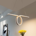 Minimalist Roll Island Lighting Metal Dining Room LED Hanging Pendant Light in Gray, Warm/White Light