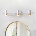 Minimalist Tube Wall Spotlight Metal 3 Heads Toilet Vanity Lighting Fixture in White