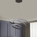 Spiral Dining Room Ceiling Hang Fixture Metal LED Simple Pendant Chandelier in Black, Warm/White/Natural Light