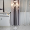 White 4 Bulbs Floor Lighting Classic Crystal Swag Scrolls Standing Lamp for Living Room