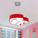 Modern Style LED Hanging Light Kit Red/Blue/Green Jellyfish Chandelier Lighting with Acrylic Shade