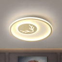 Modernist LED Flush Light Fixture Gold Antler Ceiling Lighting with Acrylic Shade