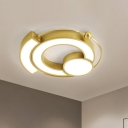 Metallic Circle Ceiling Fixture Minimalist LED Gold Flush Mount in Yellow/White Light for Sleeping Room