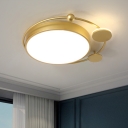 Gold Round Flushmount Ceiling Fixture Minimal LED Acrylic Flush Light for Bedroom