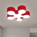Blossom Corridor Flush Mount Light Acrylic LED Modernist Close to Ceiling Lamp in Red/Yellow/Blue