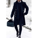 Basic Mens Trench Coat Mid-Length Button Detail Notched Lapel Collar Long Sleeve Slim Fitted Mid-Length Trench Coat