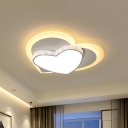 Heart Shade Flush Mount Macaron Acrylic White/Pink/Yellow Finish LED Close to Ceiling Light for Bedroom