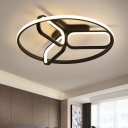 Fan-Shaped Close to Ceiling Light Modern Metal Black/Gold/White LED Flush Mount Lamp in Warm/White Light