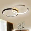 Dual Ringent Round Semi Flush Minimalist Acrylic Black/White LED Ceiling Mounted Fixture in Warm/White Light