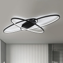 Black/White Stacked Oval Ceiling Lamp Minimalism LED Metal Flushmount Lighting in Warm/White Light