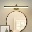 Elongated Wall Mounted Lamp Simplicity Metal LED Black Vanity Lighting Ideas with Fret Design