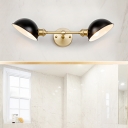 Dome Wall Lamp Fixture Modernism Metallic 2 Heads Black and Gold Wall Mounted Light