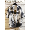 Novelty Mens Shirt Abstract Painting Turn-down Collar Button-down Relaxed Fit Half Sleeve Shirt