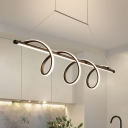 Simple LED Hanging Chandelier Black Swirl Ceiling Suspension Lamp with Acrylic Shade