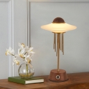 Opaque Glass Aircraft Desk Lamp Modernist LED Nightstand Lighting with Round Pedestal in Brown