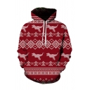 Chic Christmas Deer Printed Long Sleeve Casual Hoodie