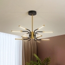 Metal Scrolled Chandelier Light Fixture Modernism 12-Light Pendant Lamp in Black and Gold, Warm/White Light