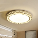 Round Flush Mount Ceiling Fixture Modernity Crystal LED Bedroom Flush Light in Gold with Wavy Pattern