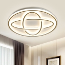 Annular Flush Mount Fixture Modern Metallic Living Room LED Ceiling Mounted Light in Gold