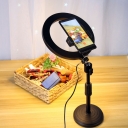 Circular Phone Stand Fill-in Light Metal LED Simple Style Vanity Lamp in Black, USB