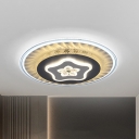 Round Acrylic Ceiling Mounted Light Minimalism LED Grey Flush Lamp with Loving Heart/Star Design