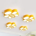 LED Kindergarten Ceiling Fixture Modern Yellow Flush Mount Lamp with Bee Acrylic Shade in Warm/White Light (The Customization will be 7-8 days)